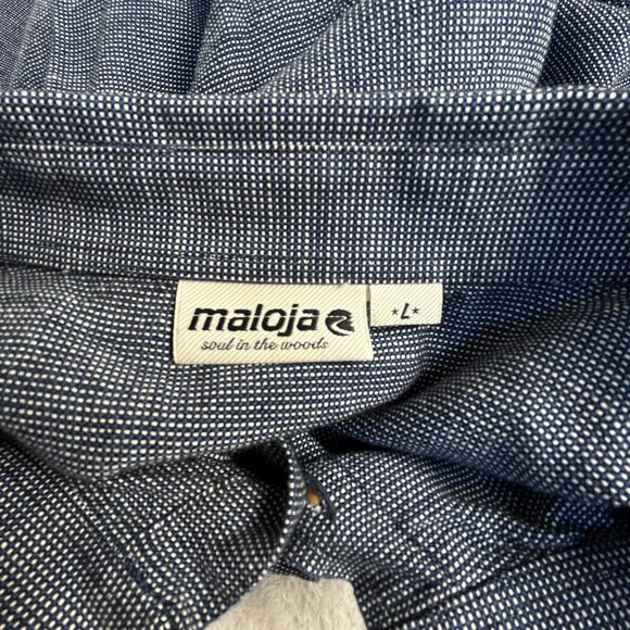 Maloja Mens Long Sleeve Button-Down Shirt L+ Blue Cotton Made In Portugal - Picture 3 of 5